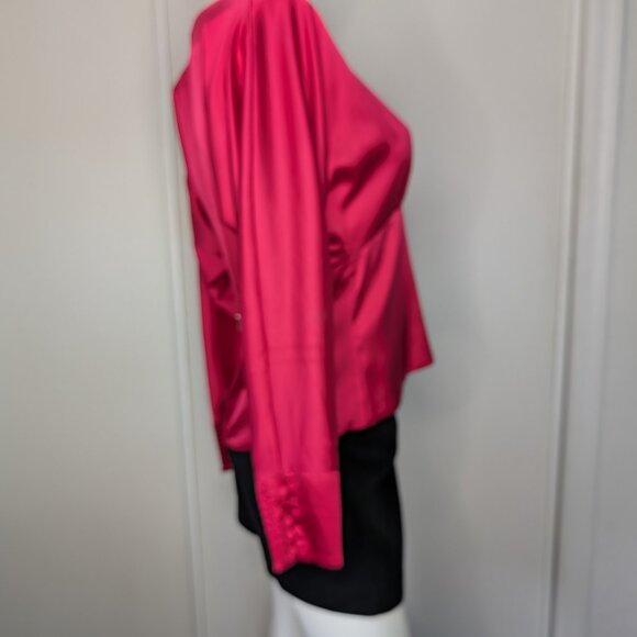 Long Sleeve V-Neck Empire Waist Blouse- Hollywood Pink Sz. 4 - Picture 7 of 15